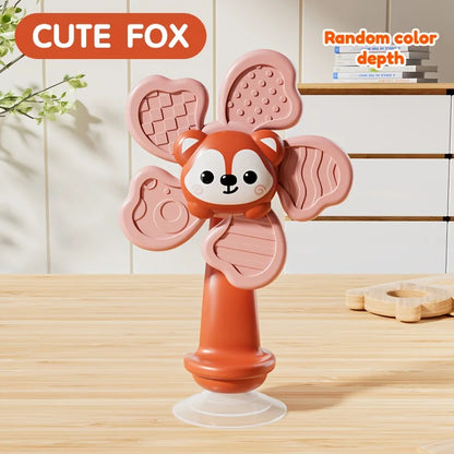 Baby Suction Cup Windmill Toy - Manual Rotating Wind- Spinner with & Bear Animal Shapes