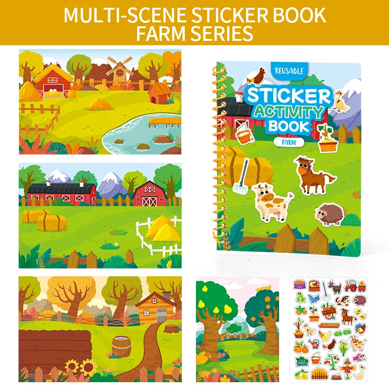 Children Reusable Jelly Sticker Book Creative Multi-Theme Cartoon Stickers