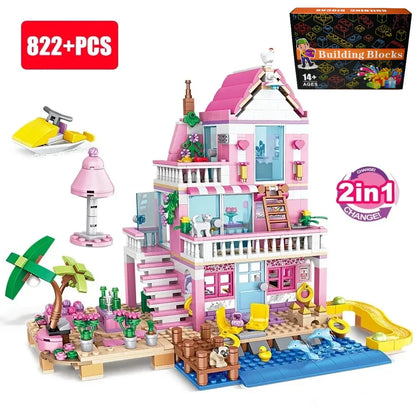 Friends City Tree House Summer Holiday Villa Castle Building Blocks