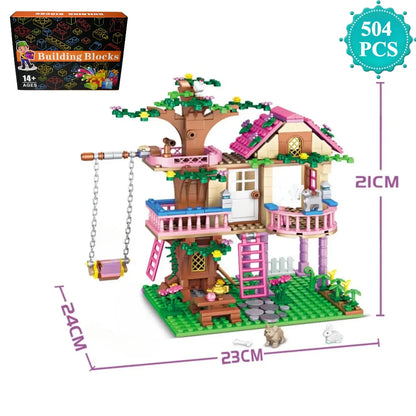 Friends City Tree House Summer Holiday Villa Castle Building Blocks