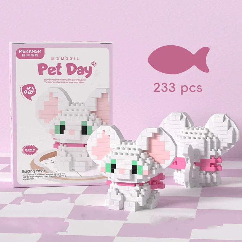 18 New Pet Cat And Dog Animal Dolls Children's Educational Building Block Toys