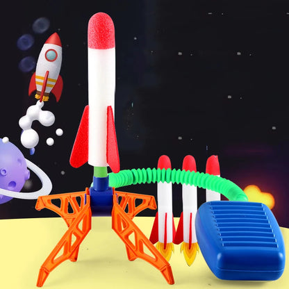 Kids Rocket Launcher Step Pump Power Air Pressed Stomp Outdoor Family Games