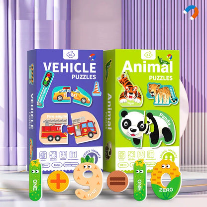 Magnetic Cognitive Matching Puzzle Letters Numbers Animal Vehicle