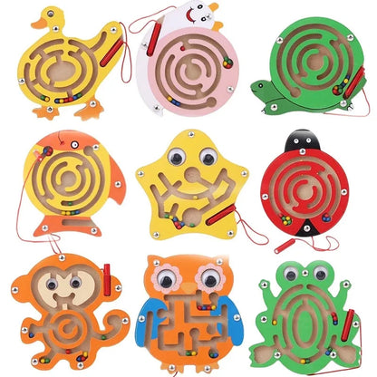 Children Magnetic Maze Toy Kids Wooden Puzzle Game Toy Kids Early Educational
