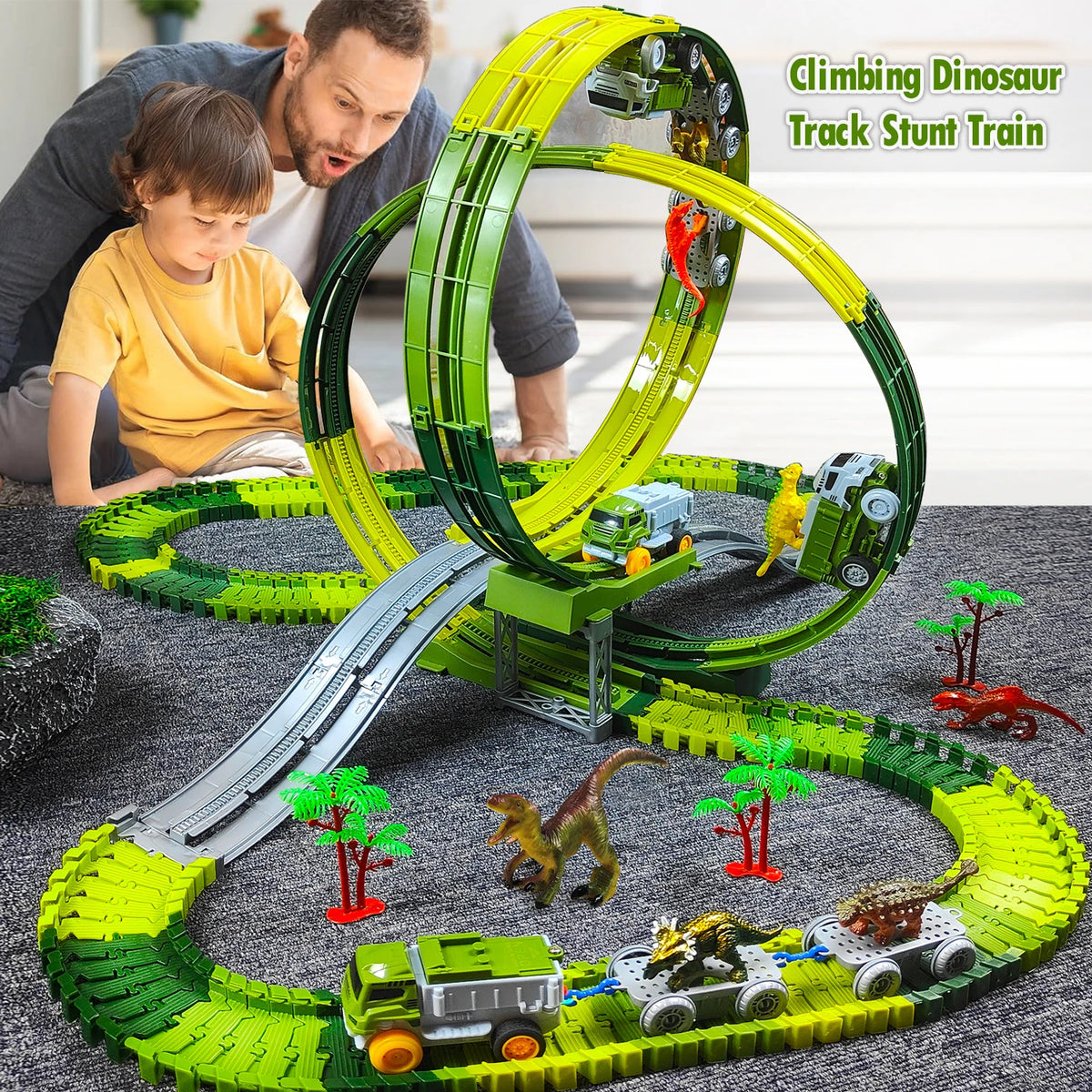 Children Electric Track Toy Car Dinosaur Car Kids