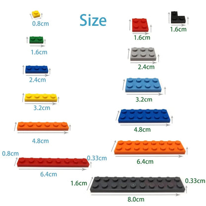 200pcs Building Blocks DIY thick 1x6 Dots 16Color Bricks Size