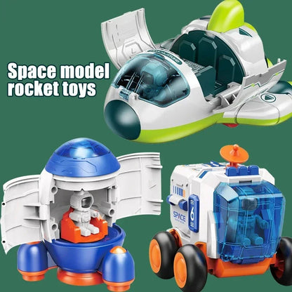 Children Puzzle Space Toy Car Simulation Model Astronaut Rocket