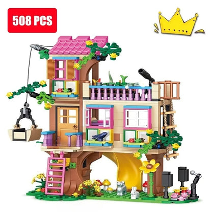 Friends City Tree House Summer Holiday Villa Castle Building Blocks