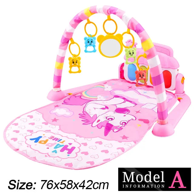 Baby Fitness Stand Music Play Gym Activity Toys Newborn Piano Crawling Blanket Pedal