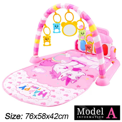 Baby Fitness Stand Music Play Gym Activity Toys Newborn Piano Crawling Blanket Pedal