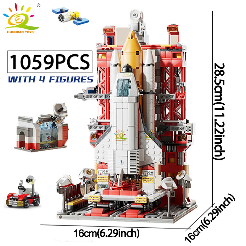 HUIQIBAO Space Aviation Manned Rocket Building Blocks With Astronaut Figure City