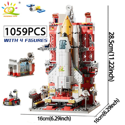 HUIQIBAO Space Aviation Manned Rocket Building Blocks With Astronaut Figure City