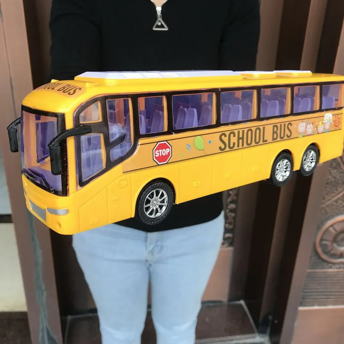 12.5" Large Size Yellow School Bus Toy for Toddlers, 1/16 Scale Die