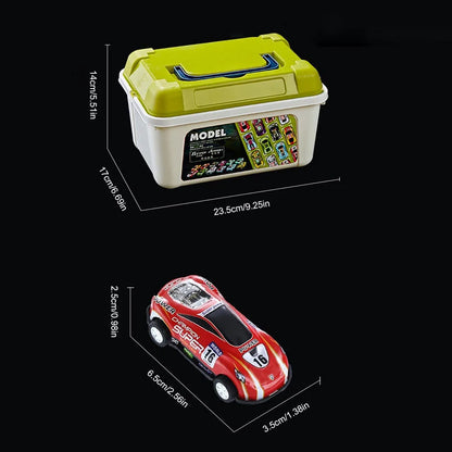 10/20/30 Pcs Alloy Pull Back Car Model Cool Boy Inertial Racing Cars with Storage Box
