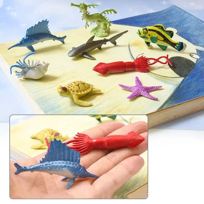 56pcs/set Plastic Simulated Sea Life Toy Model Realistic Marine Animals