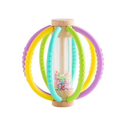 Rattle Toy Wooden Rain Drum With Silicone Silicone Teeth Grinding Rod Baby Toy