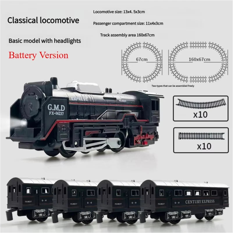 Classical Railway Freight Train Toy Electric Christmas Train Track Set with Light