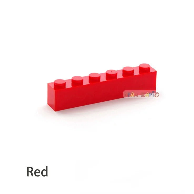 200pcs Building Blocks DIY thick 1x6 Dots 16Color Bricks Size