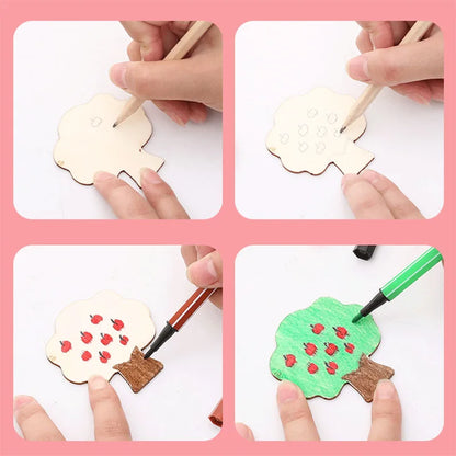 20pcs Montessori Kids Drawing Toys Wooden DIY Painting Stencils Set
