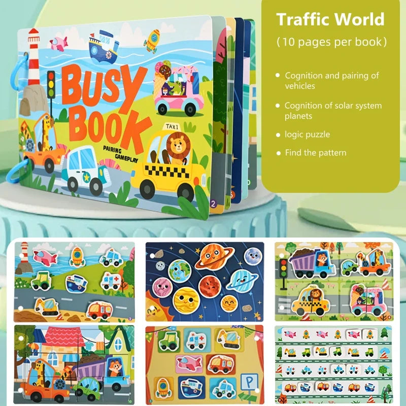 Reusable Interactive DIY Busy Book, Tear-And-Pull Quiet Book, Science Educational Activity Cards