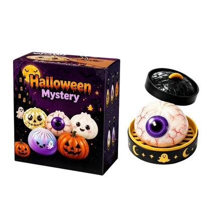 5.5cm Soft Squishy Dumpling Toy With Halloween Theme Steamed Box