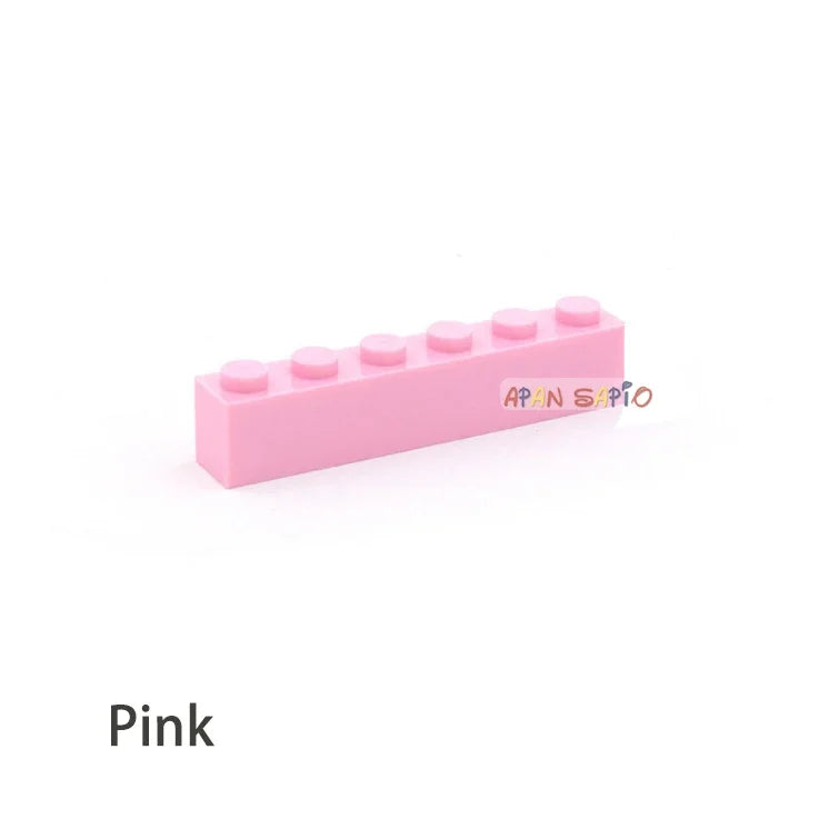 200pcs Building Blocks DIY thick 1x6 Dots 16Color Bricks Size