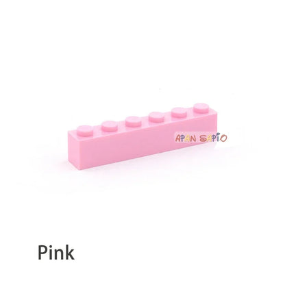 200pcs Building Blocks DIY thick 1x6 Dots 16Color Bricks Size