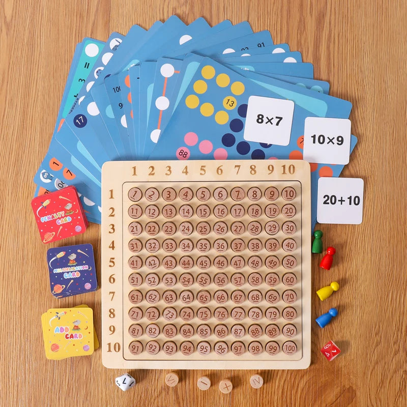 99 Multiplication Table Math Toy Montessori Educational Wooden Board