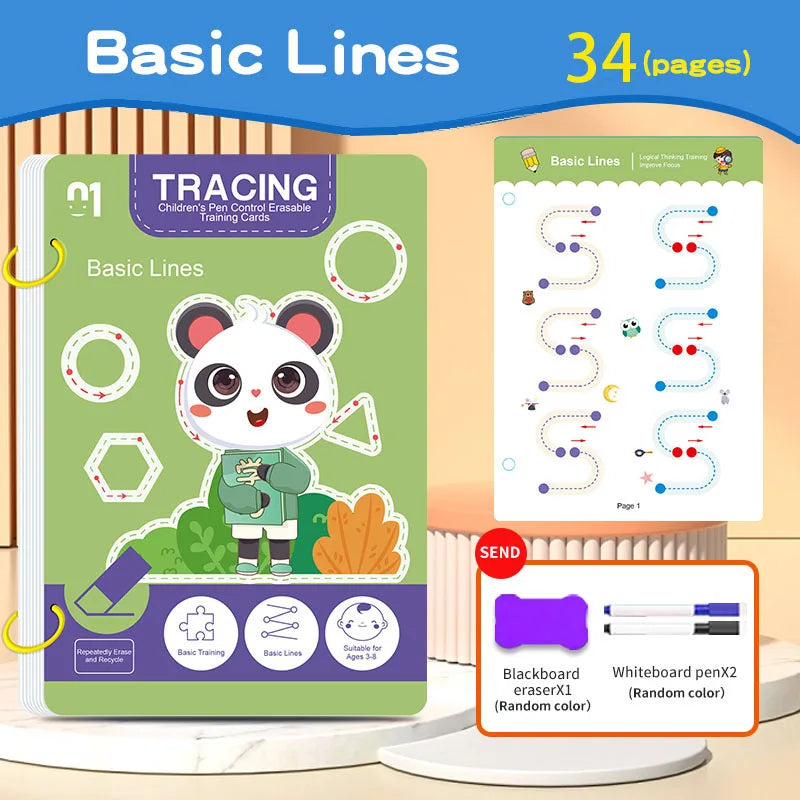 Drawing and Control Training, Thick Lines, Educational Diary, Notebook