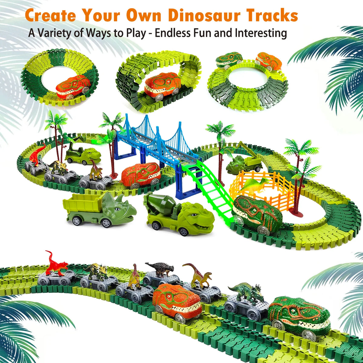 Children Electric Magic Climbing Dinosaur Track Toy Engineering Car Kids Track