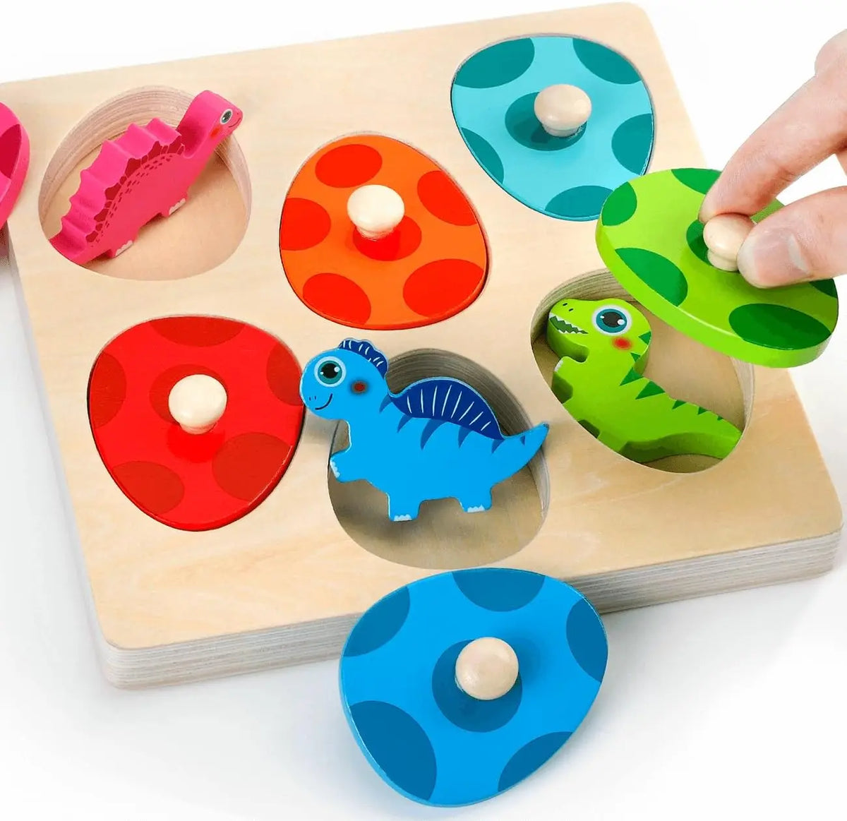Wooden Dinosaur Jigsaw Puzzle Toys Montessori Peg Puzzle Game