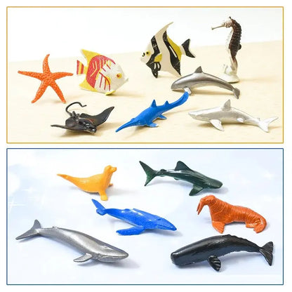 56pcs/set Plastic Simulated Sea Life Toy Model Realistic Marine Animals