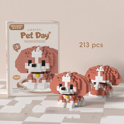 18 New Pet Cat And Dog Animal Dolls Children's Educational Building Block Toys