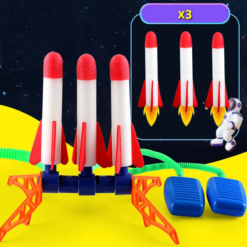 Kids Rocket Launcher Step Pump Power Air Pressed Stomp Outdoor Family Games