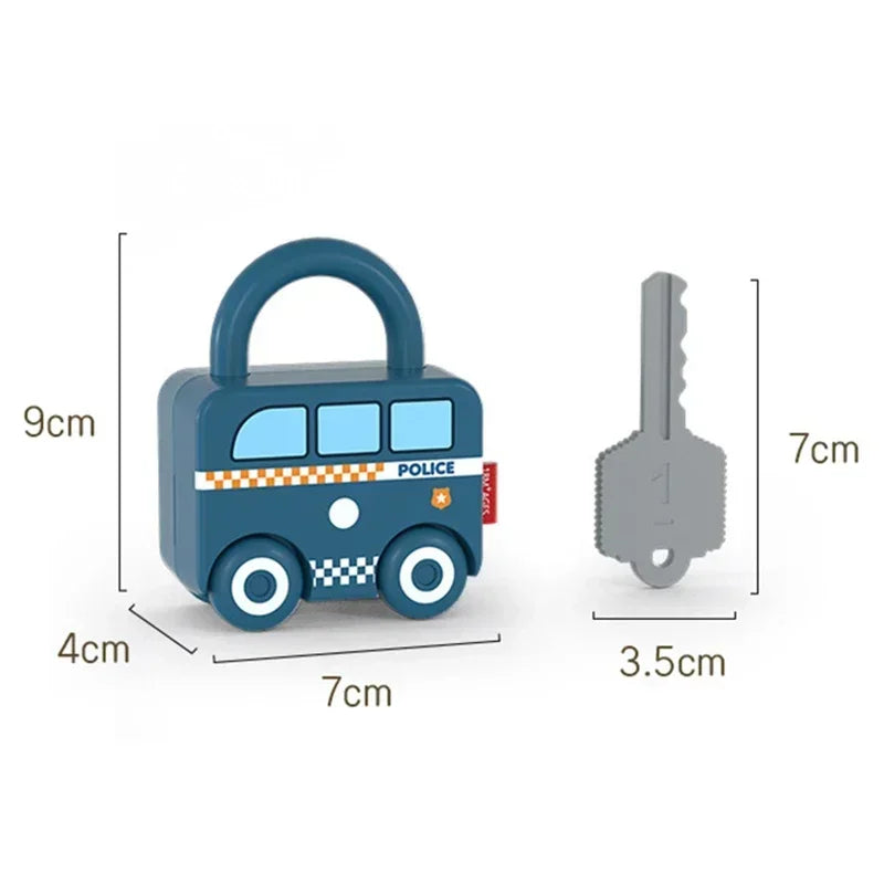 Number Matching Lock Toys Baby Learning Lock with Key Car Game