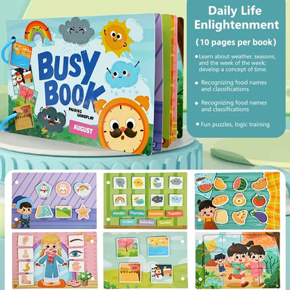 Reusable Interactive DIY Busy Book, Tear-And-Pull Quiet Book, Science Educational Activity Cards