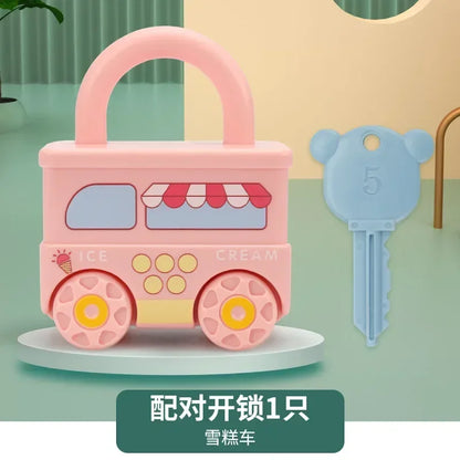 Number Matching Lock Toys Baby Learning Lock with Key Car Game
