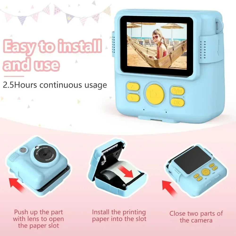 1080P HD Video Camera Portable Instant Print Camera for Kids