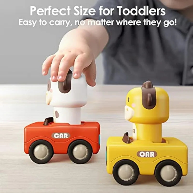 Press and Go Car Toys for Toddlers 1-3, Baby Animal Racing Cars,