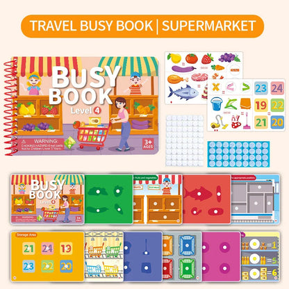 Children Quiet Busy Book 4 Themes Cartoon Travel Sticker Books