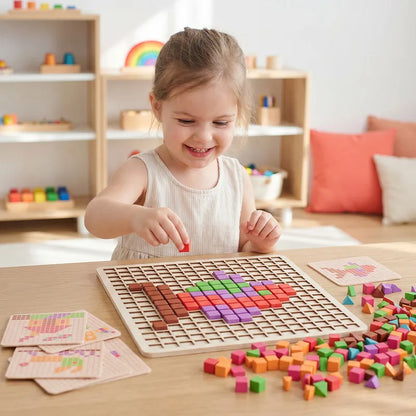 3D Pixel Particle Wooden Blocks Mosaic Puzzle, Pointillism Educational Building Toy