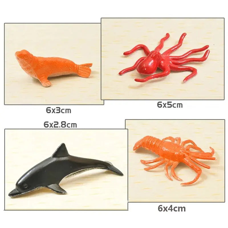 56pcs/set Plastic Simulated Sea Life Toy Model Realistic Marine Animals