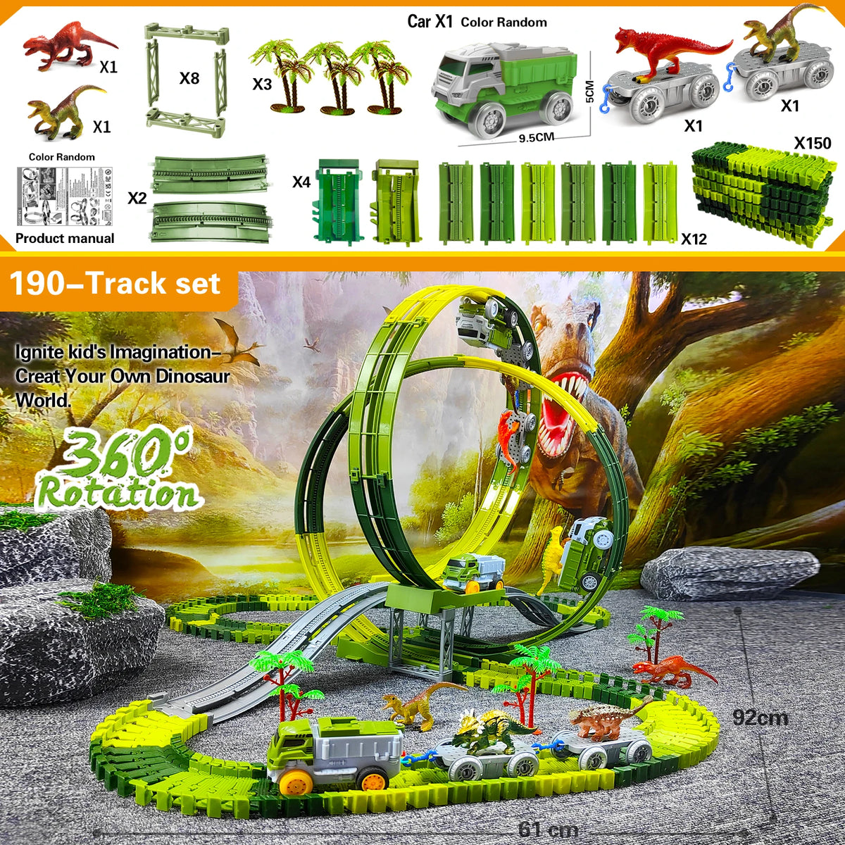 Children Electric Track Toy Car Dinosaur Car Kids