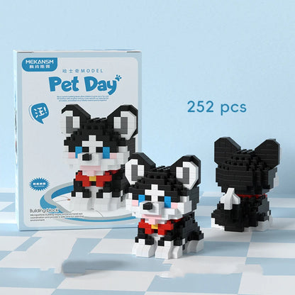 18 New Pet Cat And Dog Animal Dolls Children's Educational Building Block Toys