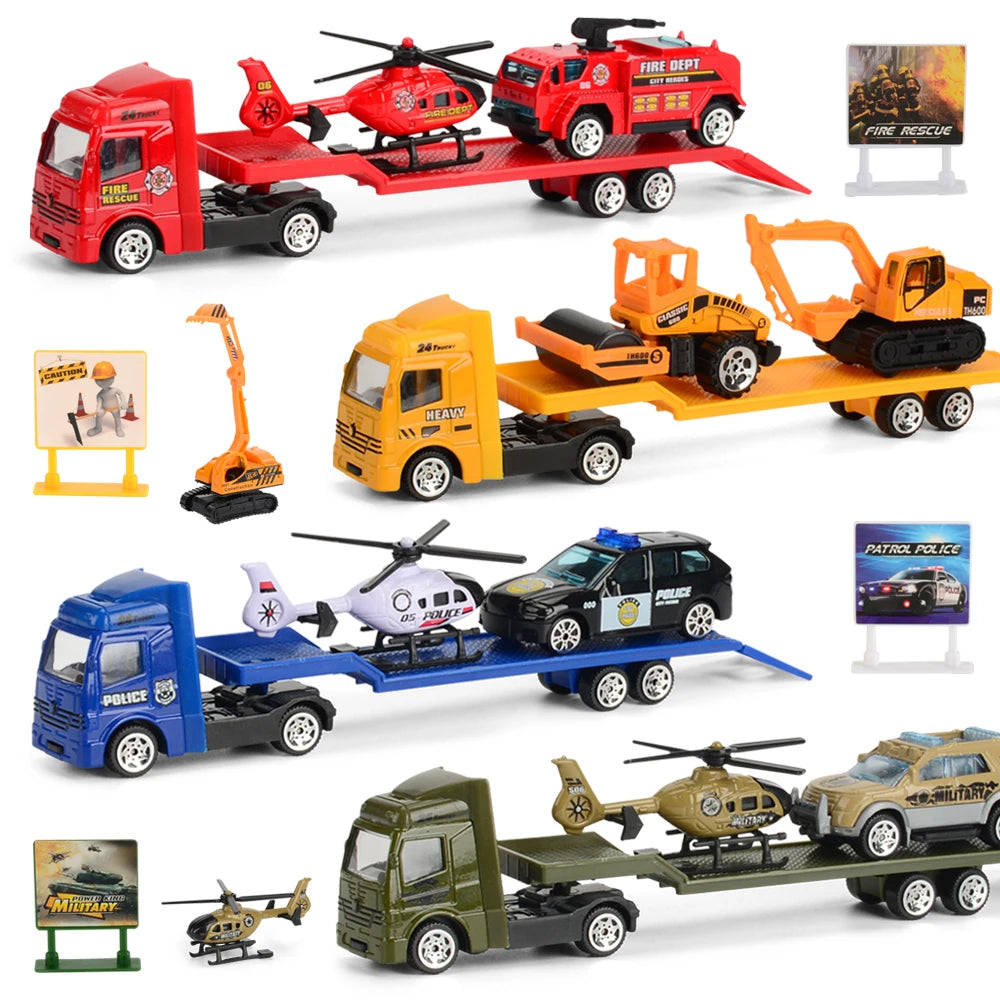 Mini Trailer Truck Toy, Alloy Plastic Construction Vehicle Truck