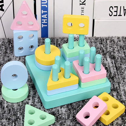 Montessori Toy Wooden Building Blocks Early Learning Educational Toys