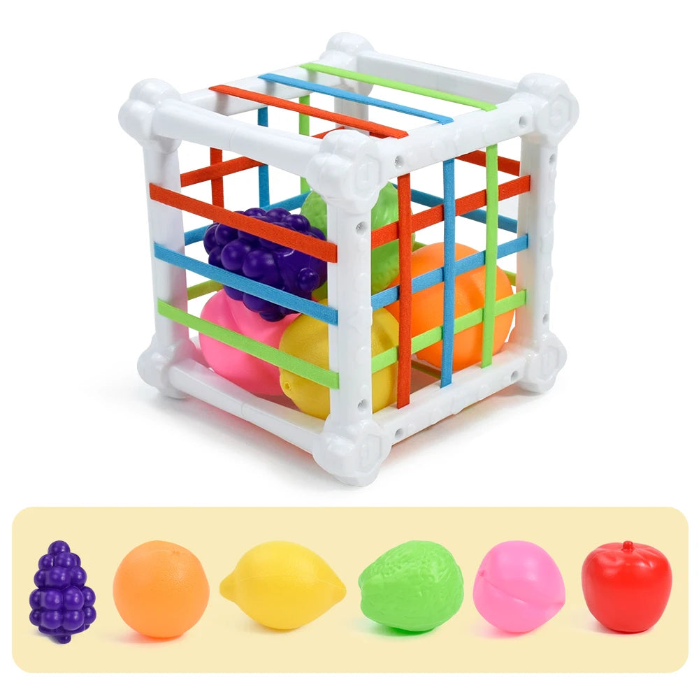 Toys Shape Sorter Cube Baby Toys with Colorful Fruits Activity Learning