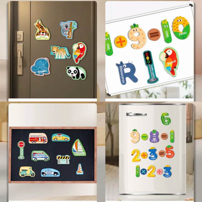 Magnetic Cognitive Matching Puzzle Letters Numbers Animal Vehicle