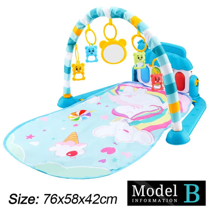Baby Fitness Stand Music Play Gym Activity Toys Newborn Piano Crawling Blanket Pedal