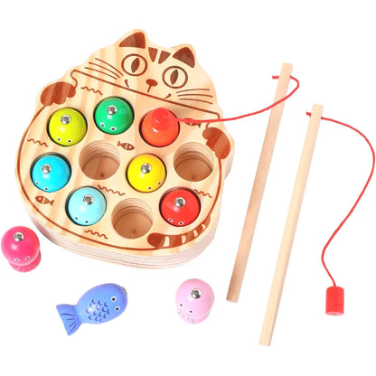 Montessori Magnetic Wooden Fishing Game for Toddlers
